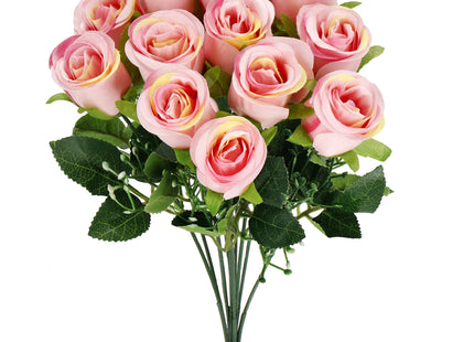 Kunstboeket - Sierboeket - Decoratief - Rozen - Decoratief - Roze - 12 Stuks