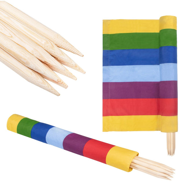 Strand Windscherm Met Stokken | Windscherm Strand | Windscherm Camping | 10 Meter | Multicolor gestreept