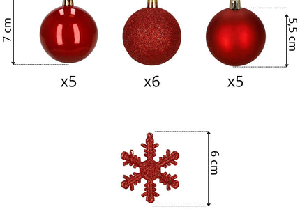 Kerstballen | 40 Stuks | 5/6/7 cm | Rood