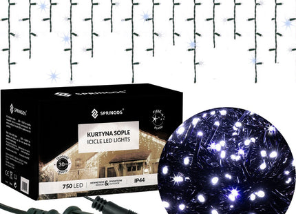 IJspegel Verlichting | Kerstverlichting Buiten | 30 m + 2.5 m Snoer | 750 LED | Flash | Koppelbaar | Koel Wit