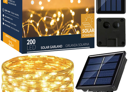 Kerstboomverlichting | met 200 LED Lampjes | 22 M | Warm Wit | Zonne-energie