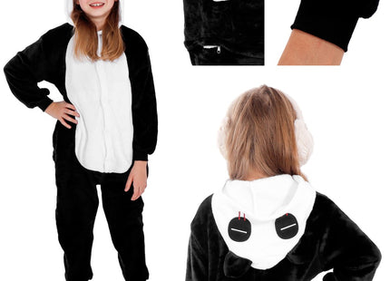 Onesie Kinderen | Panda | Maat 125/140 | Zwart/Wit