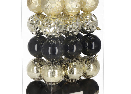 Kerstballen | 30 Stuks | 8 cm | Goud/Zwart