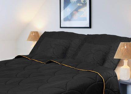 2-in-1 Dekbed - 160 x 200 cm - Zwart - Dekbed zonder overtrek - Anti Allergie & Ademend - All Year Dekbed - Zomerdekbed & Winterdekbed