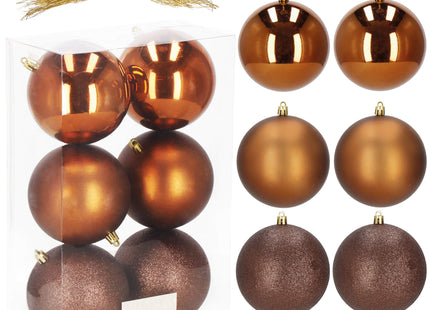 Kerstballen | 6 Stuks | 10 cm | Bruin