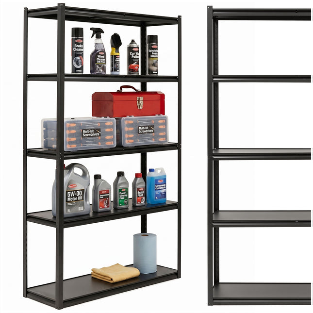 Stellingkast - Opbergrek - 750 kg - Draagkracht - Zwart - 5 Etages - 200x120x40 cm