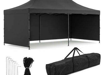 Partytent - 600x300x310xcm - Hoogte Verstelbaar - PVC - Polyester - Harmonica- Frame - Zwart