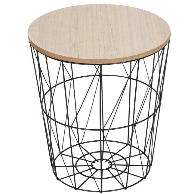 Salontafel | Salontafel Rond | Bijzettafel | 1 Stuk | 45 cm | Zwart/Hout