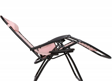 Tuinstoel | Ligstoel | Opvouwbaar | Verstelbaar | Ergonomische Hoofdsteun | Roze/Zwart