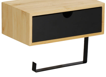 WC Rolhouder | Toiletrolhouder Met Plank | Opbergvak | Staal | Beige | Zwart