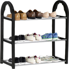 Springos Schoenenrek | 12 - 16 Paar Schoenen | 3 Laags | Kunststof/Metaal | Zwart