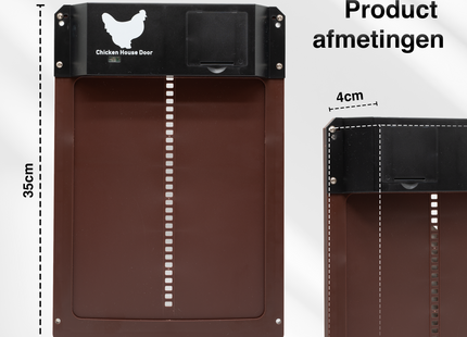 Kippenluik Automatisch -  Automatische Kippenhokdeur - Hokopener - Dierenluik - Lichtsensor - Bruin
