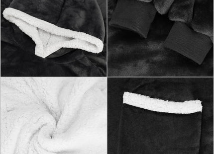 Hoodie Deken | Deken Met Mouwen | One Size | Grafiet/Wit
