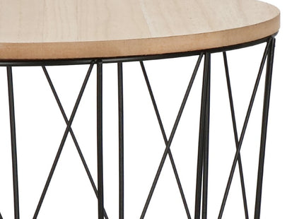 Salontafel | Salontafel Rond | Bijzettafel | 1 Stuk | 35 cm | Zwart/Hout