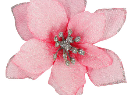 Kunstbloem | Kerst | Ster van Bethlehem | Roze | Glitters