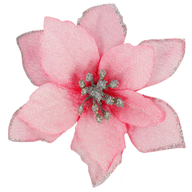 Kunstbloem | Kerst | Ster van Bethlehem | Roze | Glitters