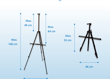 Muntel® Schildersezel - Inklapbaar &amp; Verstelbaar - Inclusief Draagtas - Tot 168 cm