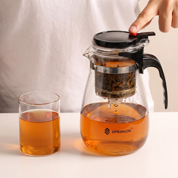 Springos Theepot | Glazen Theepot met Filter | Dubbel Zetsysteem | 1,65 L