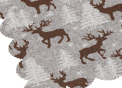 Tafelkleed -Kerst - Rendier - Grijs - Stof - 186 x 35 CM
