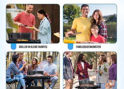 Houtskool barbecue -Op Wielen  - BBQ - Asopvangbak -  Kunststof - RVS - Zwart - Zilver