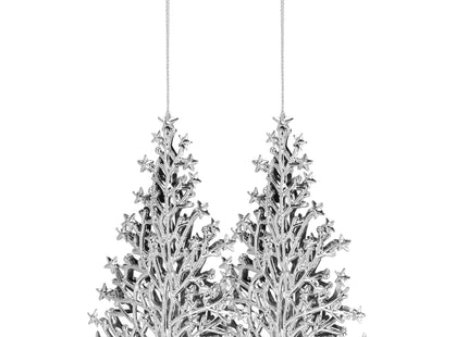 Kersthanger | Zilvere Kerstbomen | 16 cm | 2 Stuks