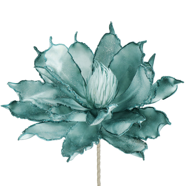 Kunstbloem - Kunstlotus - Kunststof - Turquoise- Glitters