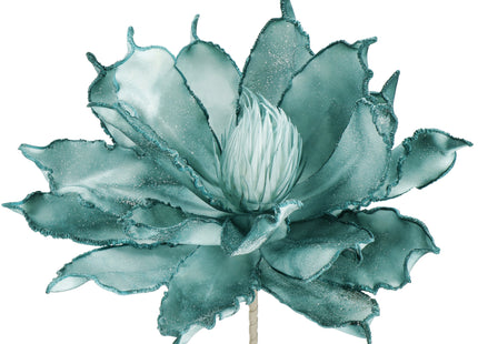 Kunstbloem - Kunstlotus - Kunststof - Turquoise- Glitters