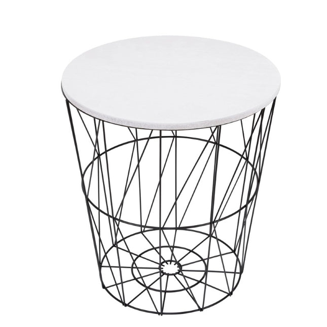 Salontafel | Salontafel Rond | Bijzettafel | 1 Stuk | 35 cm | Zwart/Wit