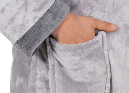 Badjas - Fleece - Grijs - Capuchon - Riem - Maat M/L