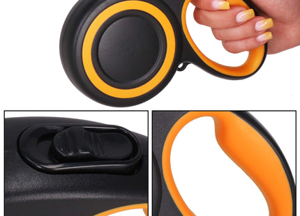 Hondenriem - Hondenlijn - Looplijn - Automatisch - Zwart/Oranje - 50 M - Tot 50 Kg