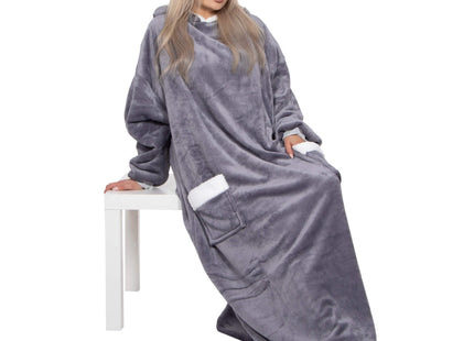 Oversized Fleece Deken/Trui - Oversized Deken - Oversized Trui - Hoodie - Capuchon - Donkergrijs