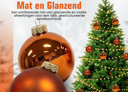 Kerstballen Glas | 8 Stuks | Glas | Ø 80 mm | Oranje