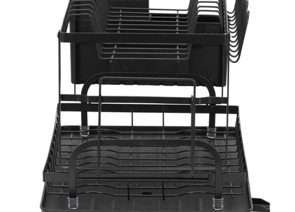 Afdruiprek - 2 Laags - Staal - Kunststof - Zwart - 42 x 30 x 35,5 cm