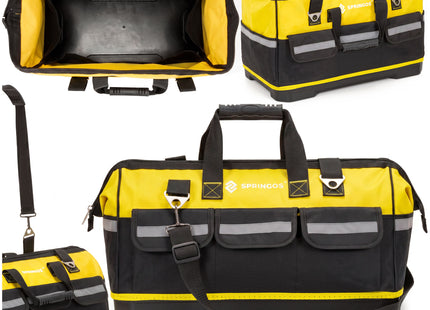 Gereedschapstas - Werkplaatstas - Gereedschapsorganizer - Vakken - Zwart/Geel - 49x27x35 cm - 45 Liter