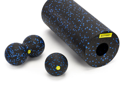 Massageset | Foamroller | Massagebal | Peanut Ball  | Hoes | Triggerpoint Bal | Blauw/Zwart