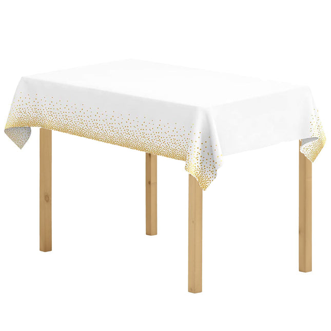 Tafelzeil - Tafelkleed - Waterdicht - Afwasbaar - Wit - Goud - 272 x137 CM