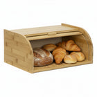 Broodtrommel Voor Op Het Aanrecht - Broodmand - Bamboe Deksel - Naturel- 38 X 28 X 18 CM