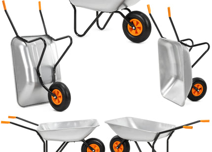 Kruiwagen | Kruiwagenwiel | 120L | 100kg Draagvermogen | Zilver/Oranje