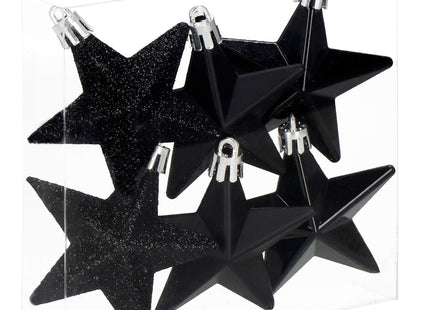 Kerstballen | Sterren | 6 Stuks | Zwart
