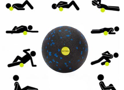 Massage Bal | Triggerpoint Bal | Lacrosse Bal | Massage | Blauw/Zwart | 8 cm