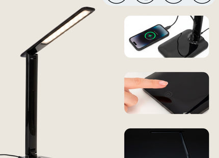 LED Bureaulamp -  55 cm – 28 LED's – 3 Lichtkleuren – Dimbaar – Touchbediening – Zwart
