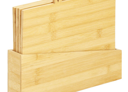 Snijplank | Snijplankenset met Houder | Bamboe Snijplank | 4-delig | 22 x 28 cm | Naturel