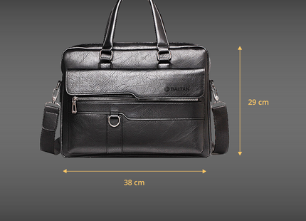 Baltan Leren Aktetas - Laptoptas - Tot 16 inch - Zwart - 10L - 38 X 29 X 10 CM