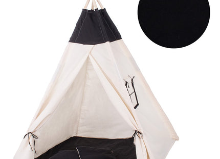Tipi Tent | Wigwam Speeltent | 120x100x180 cm | Met Mat en Kussens | Naturel Zwart