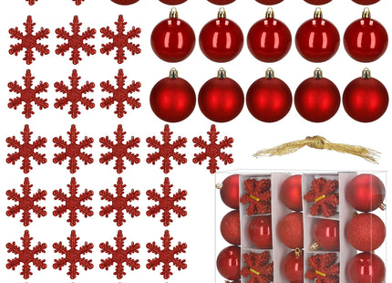 Kerstballen | 40 Stuks | 5/6/7 cm | Rood