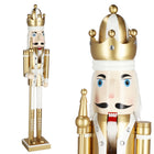 Notenkraker Kerst | Houten Soldaat | Kerstversiering | Goud/Wit | 125 cm