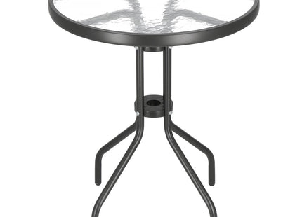 Tuintafel | 60 cm | Buitentafel | Bijzettafel Buiten | Metaal | Gehard Glas | Rond | Grafiet