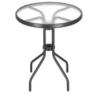 Tuintafel | 60 cm | Buitentafel | Bijzettafel Buiten | Metaal | Gehard Glas | Rond | Grafiet