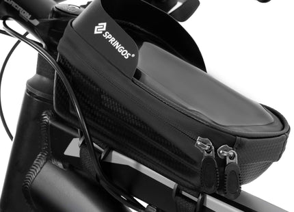 Fietstas - Inclusief Telefoonhouder - Waterdicht - Etui/Tas -  Klittenband - Zwart - Transparant