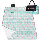 Picknickkleed | Picknickdeken | Buitenkleed | Picknick | 200 x 200 cm | Mint Gestreept Met Flamingo's